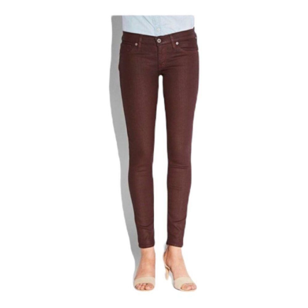 Lucky brand Burgundy Charlie Skinny Coated Denim Ankle Jeans US 2/26
